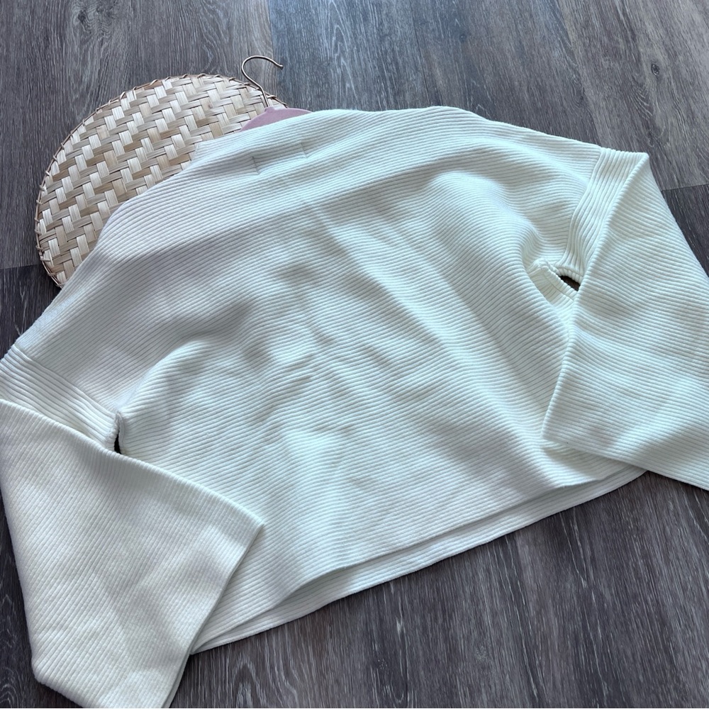 Modern citizen mock neck ribbed knit sweater in a white cream - Picture 8 of 8